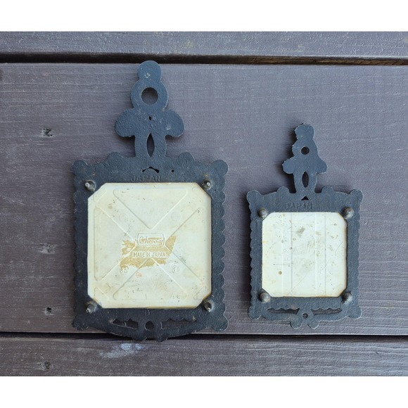 Vintage Cherry Japan Cast Iron Wall Plaques Set Retro 1970s Floral Tile Wall - Picture 4 of 7